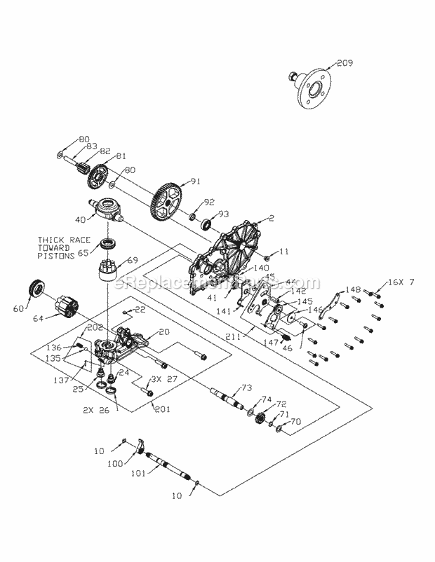 Transmission 02002161 Or 02001570 - Right Han 1 Diagram and Parts List for M50-KHS 53BB5BBP750 Cub Cadet Sprayer